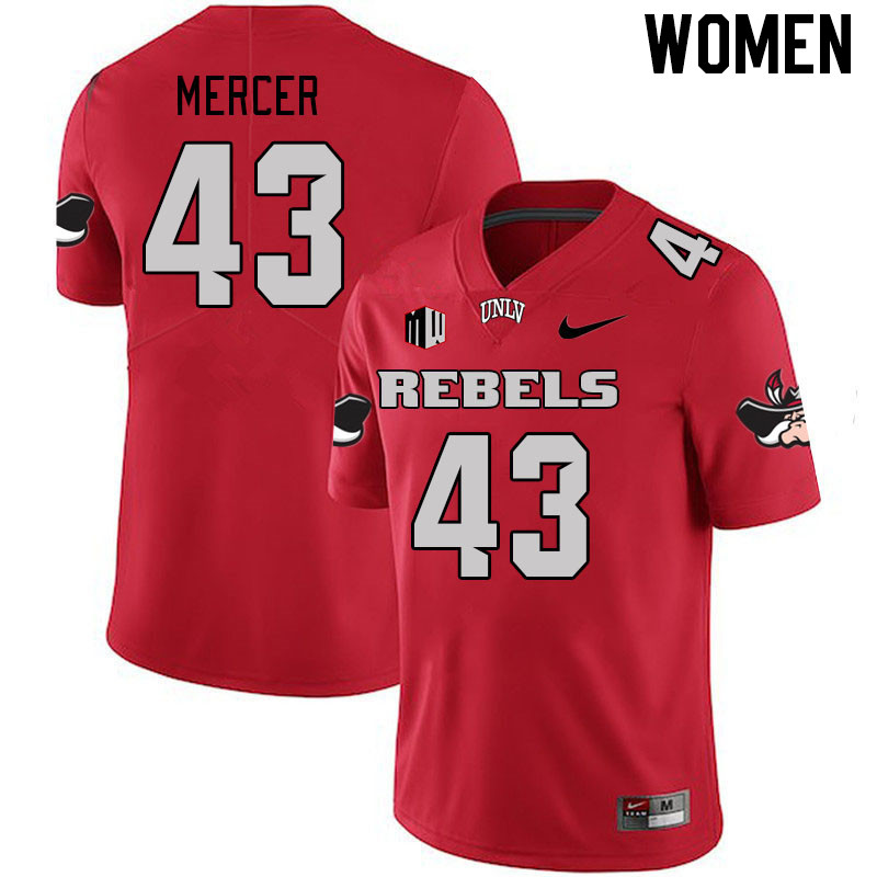 Women #43 Mekhi Mercer UNLV Rebels 2023 College Football Jerseys Stitched-Scarlet
